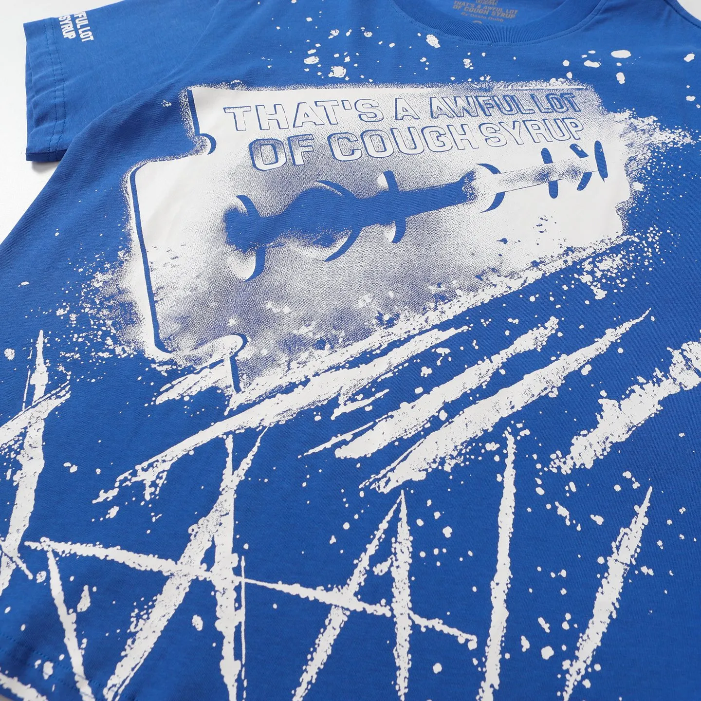 #kleinblue｜That's A AWFUL LOT OF COUGH SYRUP In Stock Real shot American simple trendy brand loose casual T-shirt Fabric (fabric): 32 counts Weight combed double yarn pure cotton Sizes (size): S-M L X L Color (colour): Klein Blue